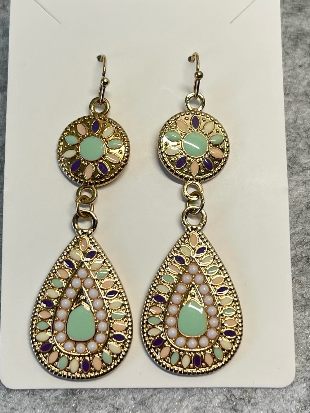 Earrings Gold Tone Dangle Bohemian Style Earrings Multicolor